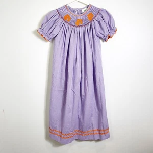 Shrimp And & Grits Smocked Dress Purple Gingham Clemson Tigers Girls 8 - Picture 1 of 3