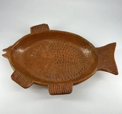Plato de cerámica con forma de pez decoración vintage casa de playa 12,25" arte rústico Foto 1 de 4