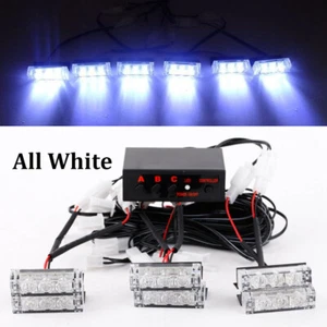 6 x 3 LED White Emergency Truck Strobe Flash Lights Warning Grill Dash Front 12V - Picture 1 of 12