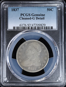 1837 50c Capped Bust Silver Half Dollar PCGS Genuine G Detail