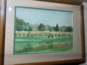 Vintage "Two Female Workers In Field" Watercolor Painting - Signed And Framed - Picture 1 of 16