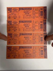 New York Rangers vs. Boston Bruins 4 Ticket 2/22/1976 - Picture 1 of 1