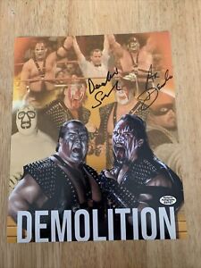 AX & SMASH DEMOLITION SIGNED 8x10 PHOTO WWF WWE WCW AEW WRESTLING HOLOGRAM COA B