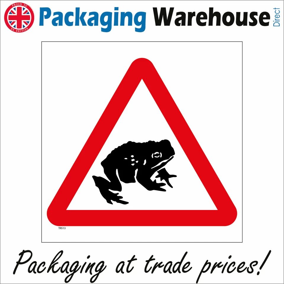 TR513 FROG TOAD ON ROAD SIGN  BEWARE PROTECTION AREA ENVIRONMENT CAUTION SLOW - Image 1 of 1