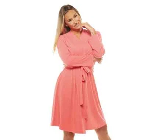 Rhonda Shear Retreat Ribbed Duster Robe -Calypso Pink- Large - Foto 1 di 1