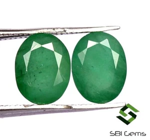 3.75 Cts Certified Natural Emerald Oval Cut Pair 9x7 mm Untreated Gemstones - Picture 1 of 6