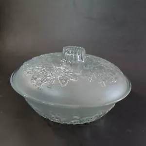 Foglie per piatti caramelle Firna Indonesia cristallo sbrinato goffrato ciotola con coperchio - Foto 1 di 10