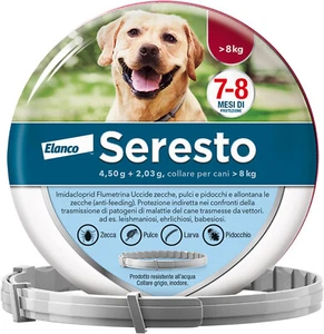 Elanco Seresto Collare Antiparassitario, per Cani Oltre 8 Kg, Elimina Pulci, Zec