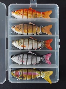 Lifelike swimbait crankbait fishing lures 5 pack lot tackle box multi jointed  - Picture 1 of 14