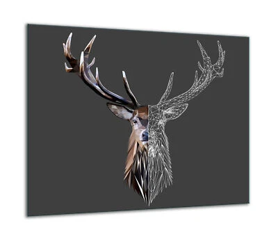 TMK Placas de cubierta de cocina cubierta de vitrocerámica protección contra salpicaduras vidrio 60x52 cm ciervo