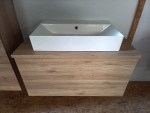 Vero-nika 100 Aufsatz Waschbecken und Unterschrank mit Platte Eiche Sanremo Cl. - Bild 1 von 6