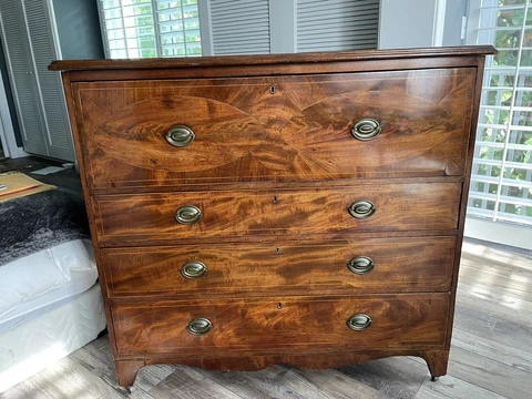 EARLY 19th CENT. ANTIQUE PERIOD GEORGIAN INLAID MAHOGANY BUTLERS DESK/CHEST Cover