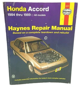 Manual de reparación Haynes Honda Accord 1984-1989 MPN:42011 manual de servicio - Imagen 1 de 10