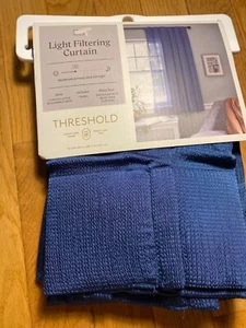 THRESHOLD CONSTELLATION BLUE PEBBLE SATIN LIGHT FILTERING Curtain Panel 34x63 - Picture 1 of 3