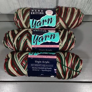 3 Skeins Vintage 100% Virgin Acrylic YARN Manufacturer's Mill Ends Hand Knitting - Picture 1 of 1