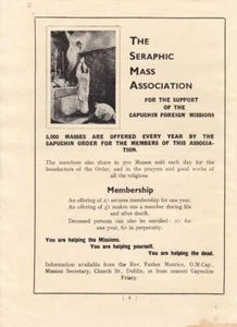 RARO 1940 Serafico Irlandese Messa Assoc Pubblicità/Ordine Cappuccini/ Dublino Irlanda - Foto 1 di 1