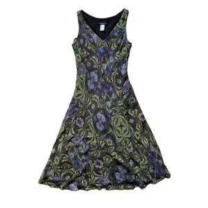 Vintage Y2K Midi Dress 100% Silk Sleeveless Geometric Fairy Tribal Goblincore - Picture 1 of 6