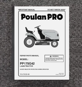 Tractor Service Parts Manual Fits PRO PP175G42 Lawn Tractor - 2015 - Picture 1 of 15