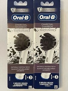 6 ORAL-B CHARCOAL Black Teeth Replacement Toothbrush Whitening Tooth Brush Heads