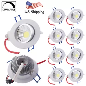 10pcs Dimmable COB LED Ceiling Light 3W/5W/7W Recessed Downlight with Driver - Picture 1 of 6