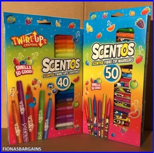 Scentos Duftfarbe 2er Pack 40 Twirl-Up Buntstifte & 50 Faserspitzenmarker Stifte - Bild 1 von 4