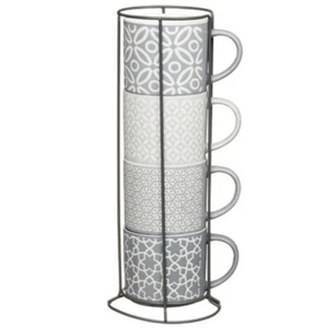 Cuatro Nuevos Diseños Jumbo Tazas de Apilamiento en Grabado con Estante para Tu Cocina 4 un. - Imagen 1 de 6
