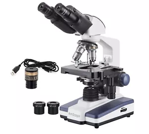 AmScope 40X-2500X LED Digital Binokular Verbundmikroskop, 3D Tisch, 5MP Kamera - Bild 1 von 9