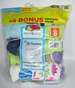 Fruit of the Loom Girls' Size 8 Tag Free Cotton Hipsters 14 Pack - Picture 1 of 2