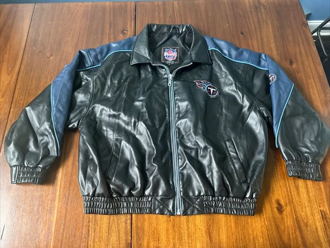 Tennessee Titans NFL Game Day Faux Leather Jacket Size XL Vintage Cover