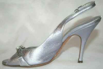 Sandalias de tacón D & G Dolce & Gabbana metálicas lila 37,5 / EE. UU. 7,5 Foto 1 de 4