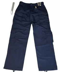 CQR Men's Tactical Cargo Navy Pants M-Long Cotton Polyester, Adjustable Waist - Picture 1 of 21