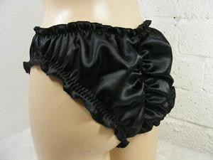 sissy silky black satin scrunch butt panties sexy lingerie knickers CD - Picture 1 of 2