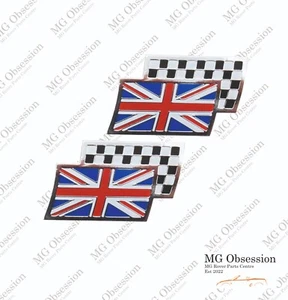 MG CHEQUERED AND UNION JACK FLAG BADGE, GENUINE, PAIR, BRAND NEW DAG000070MMM - Picture 1 of 1