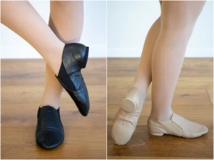 SLIP ON JAZZ SHOES - NEW Split Sole Booties BLACK or TAN Size US5 = 23.5cms - Picture 1 of 7