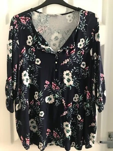 M & CO SIZE 28 BLUE FLORAL TOP - Picture 1 of 3