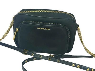 Michael Kors Black Jet Set Camera Bag Gold Chain Crossbody VGC Gift Christmas - Image 1 of 4