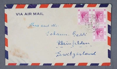 MayfairStamps Hong Kong 1948 Kowloon a Suiza Cubierta de correo aéreo aau_85575 Foto 1 de 2