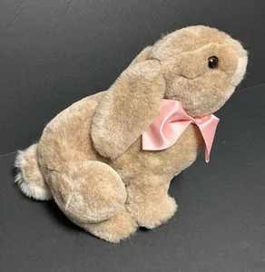 Vintage 1985 Applause Kaninchen Plüschtier Stofftier lebensechtes Fell 14 Zoll beige weißer Schwanz - Bild 1 von 15