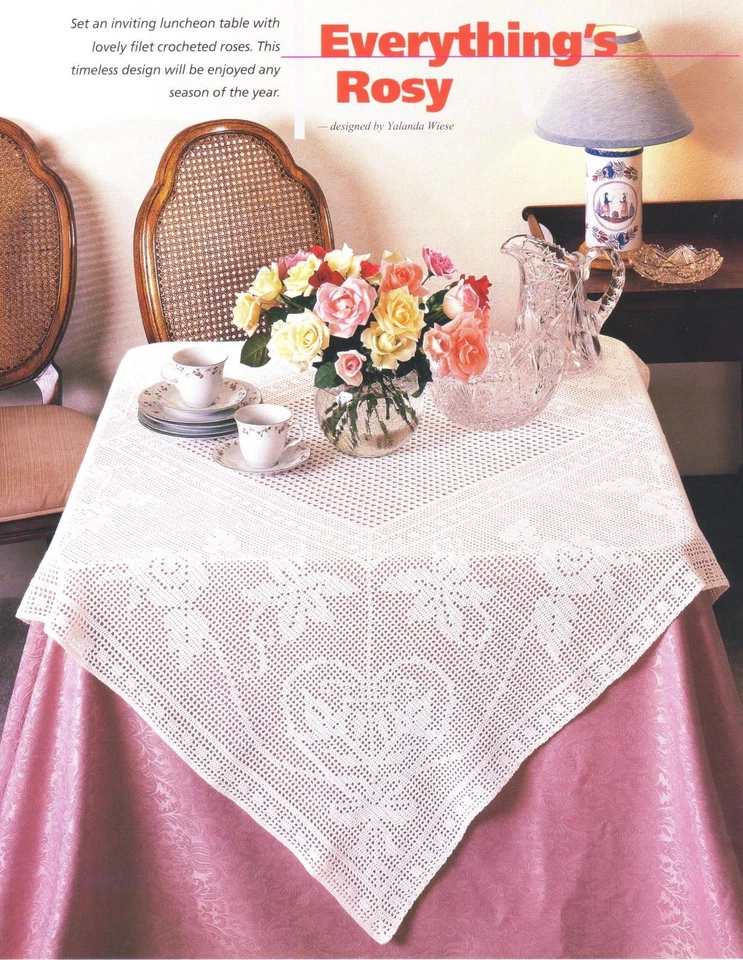 Everything's Rosy Tablecloth Crochet Pattern Instructions - Image 1 of 1