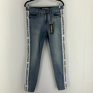 Karl Lagerfeld Damen 8 The Karl Skinny Large Logo Tape Funky über Knöchel NEU - Bild 1 von 9