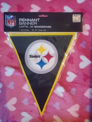 amscan Pittsburgh Steelers Football Plastic Pennant Banner, 12', Black Yellow - Image 1 of 4
