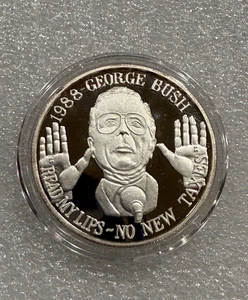 Ronda de plata vintage 1990 George Bush Read My Lips sin impuestos nuevos .999 1 oz ~ RARA - Imagen 1 de 2