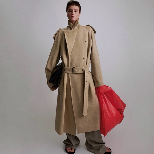 CAPPOTTO TRENCH DOPPIOPETTO PHOEBE PHILO LINO OVERSIZE TAGLIA 36 CELINE