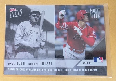 2018 Topps Now Moment of the Week #MOW-18 Babe Ruth and Shohei Ohtani MINT! - Image 1 of 4