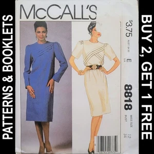 Vintage McCall's Slim Dress w Bias Bodice Fronts Pattern #8818 Size 12 UNCUT - Picture 1 of 7