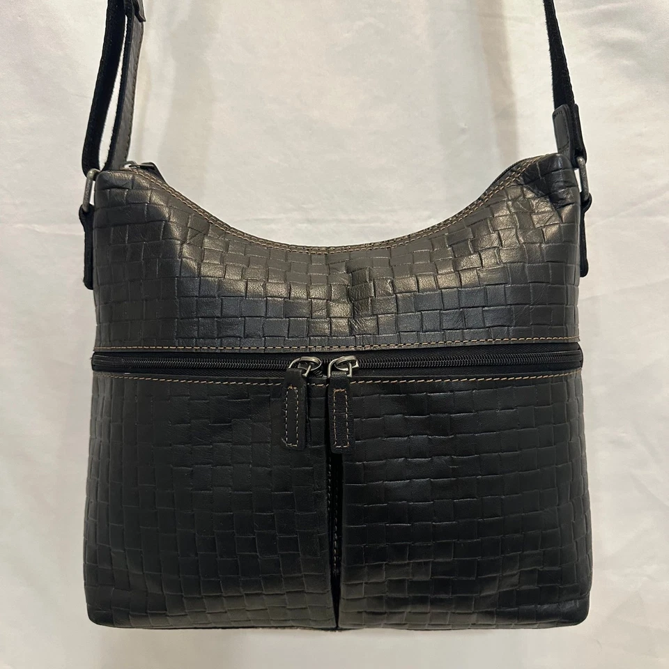 Bolso hobo tejido de cuero negro Jack Georges Foto 1 de 4