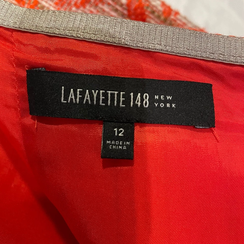 Falda lápiz Lafayette 148 New York - Talla 12 - Jacquard geométrico rojo Foto 1 de 4