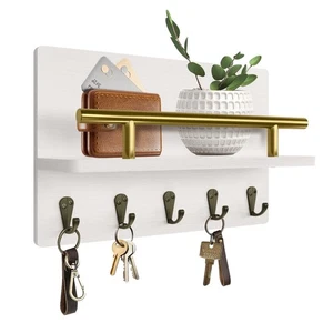 Key Holder for Wall House Decor Mail Organizer Wall Mounted with Shelf & 5 St... - Picture 1 of 9