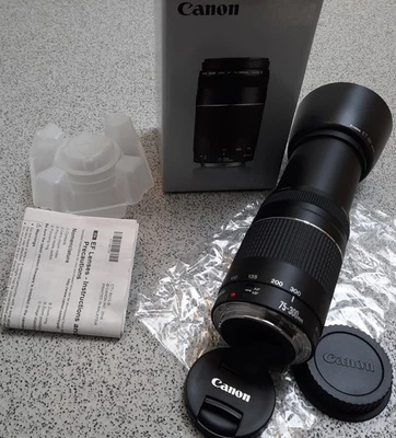 Boxed Canon EF 75-300mm 1:4-5.6 III Telephoto Zoom Lens for- Canon Digital SLR - Image 1 of 4