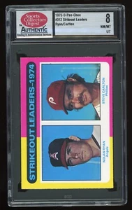 1975 O-Pee-Chee OPC #312 Strikeout Leaders Nolan Ryan / Steve Carlton SCD 8 - Bild 1 von 2